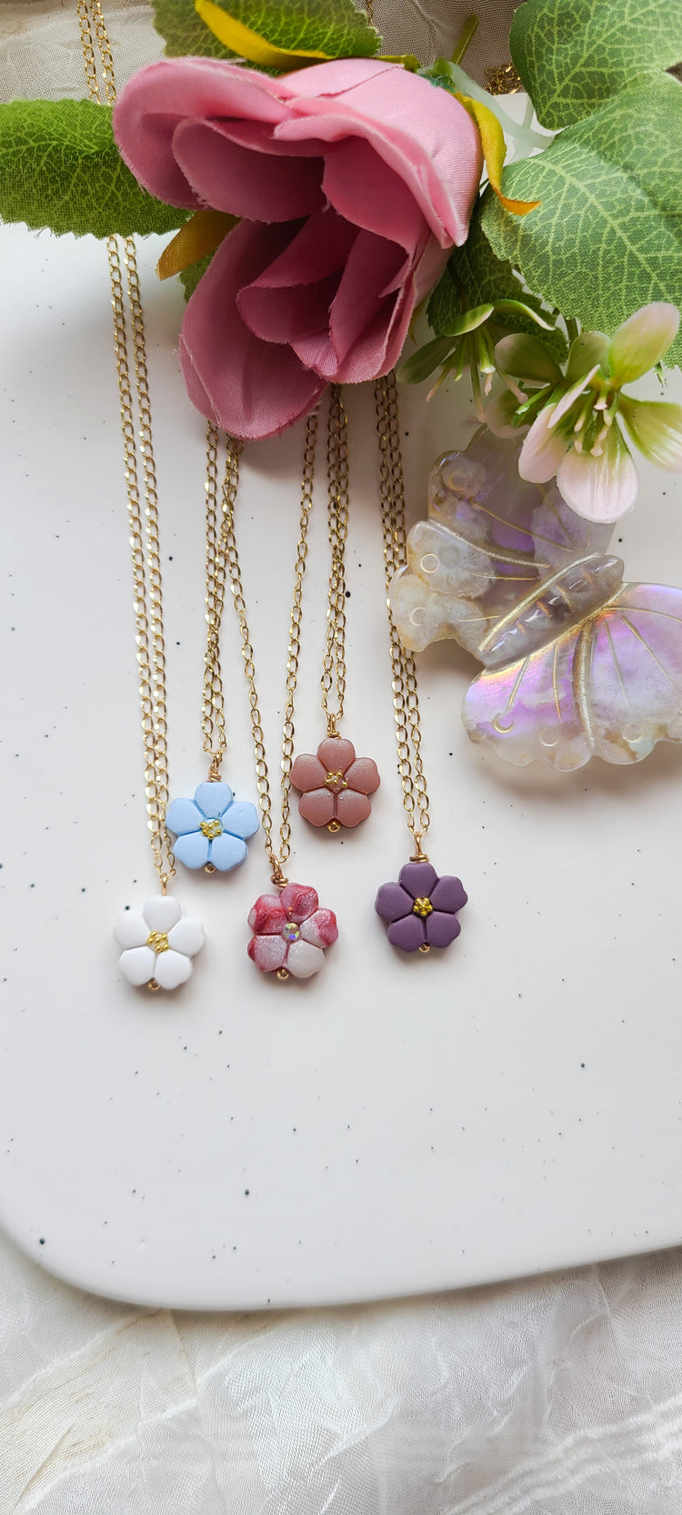Flower Charm Necklaces