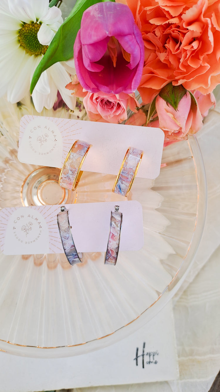 Inlay Hoops in Garden Stone