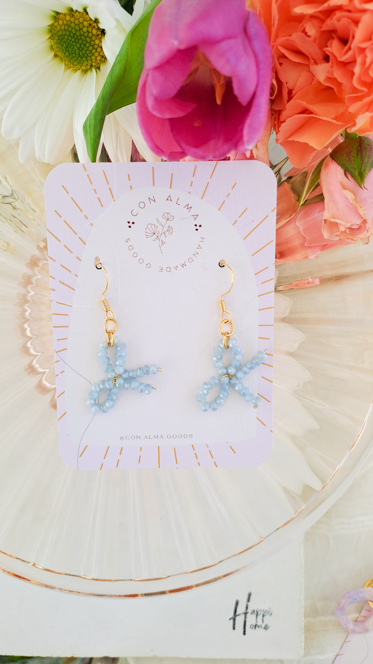 Blue Beaded bow dangles