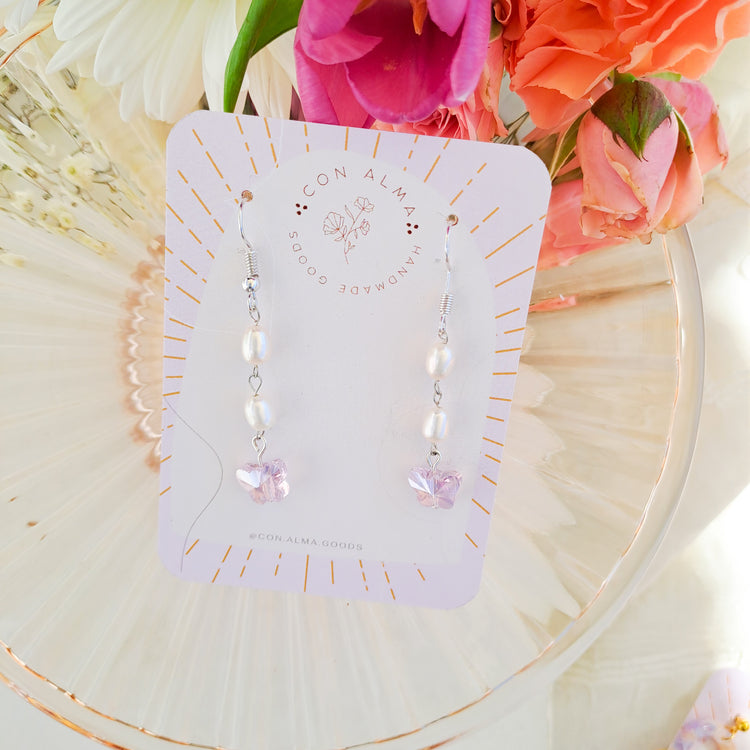Pearl drop butterfly dangles