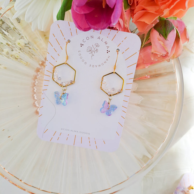 Hexagon butterfly dangles
