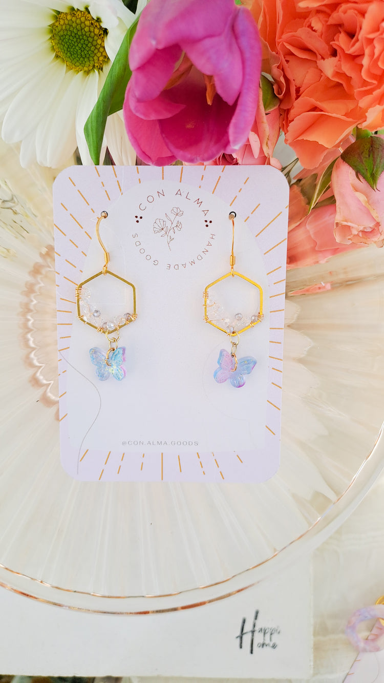 Hexagon butterfly dangles