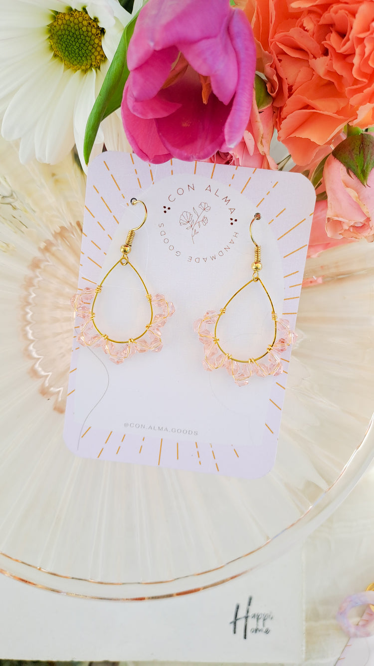 Pink teardrop dangles