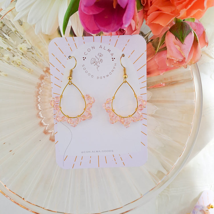 Pink teardrop dangles