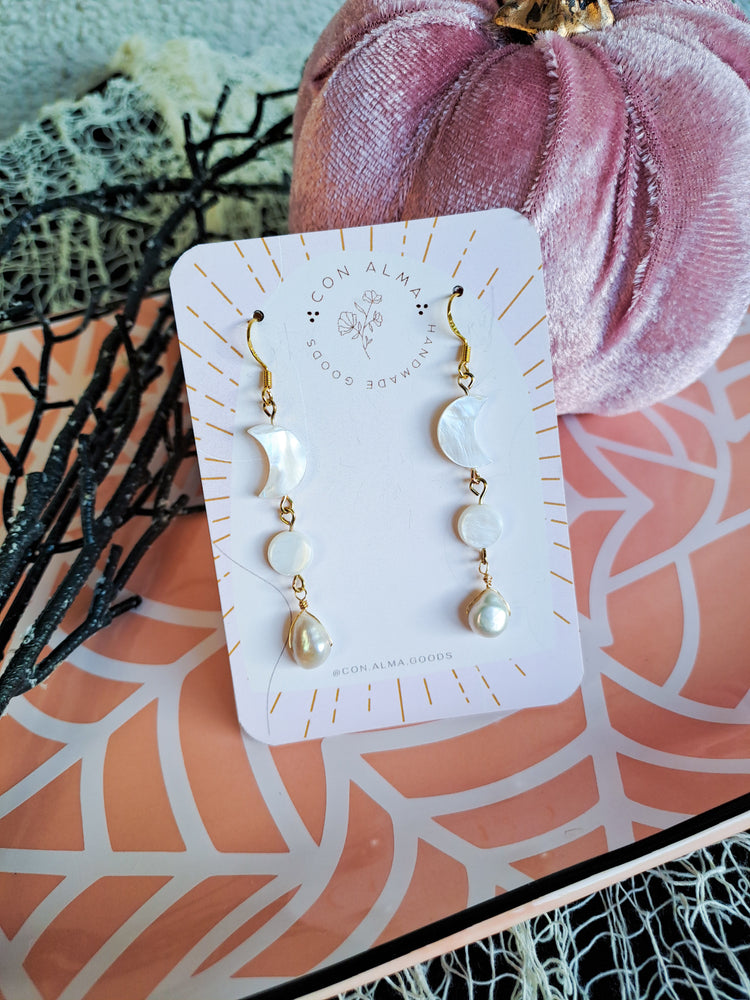 Natural Shell Moon Dangles