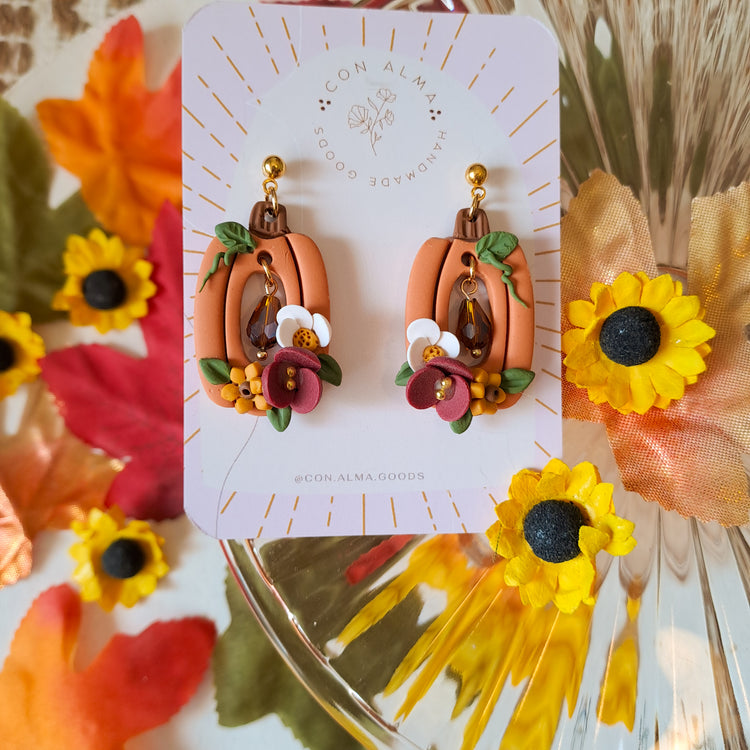 Floral Pumpkin Dangles