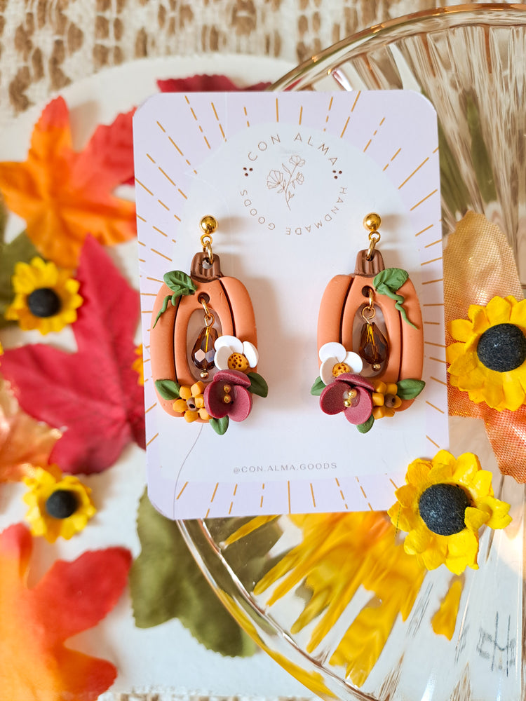 Floral Pumpkin Dangles