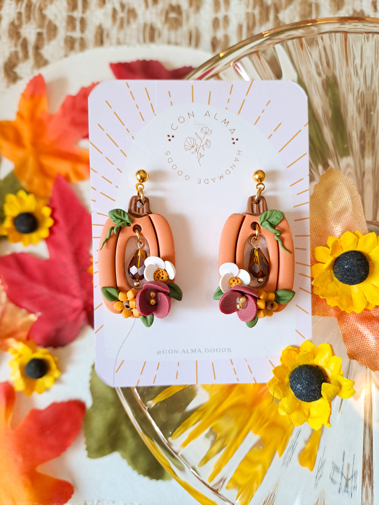 Floral Pumpkin Dangles