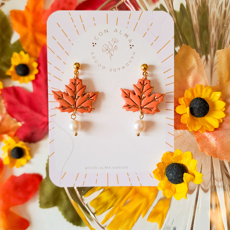 Fall Leaf Pearl Dangle