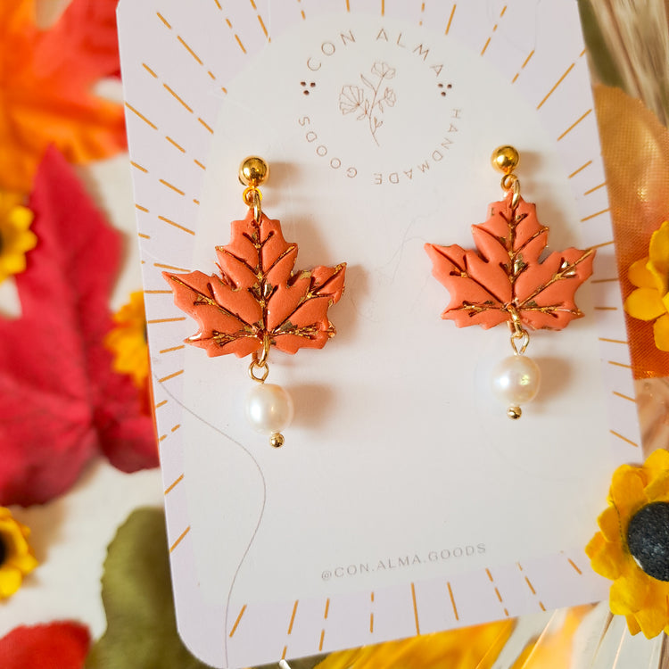 Fall Leaf Pearl Dangle