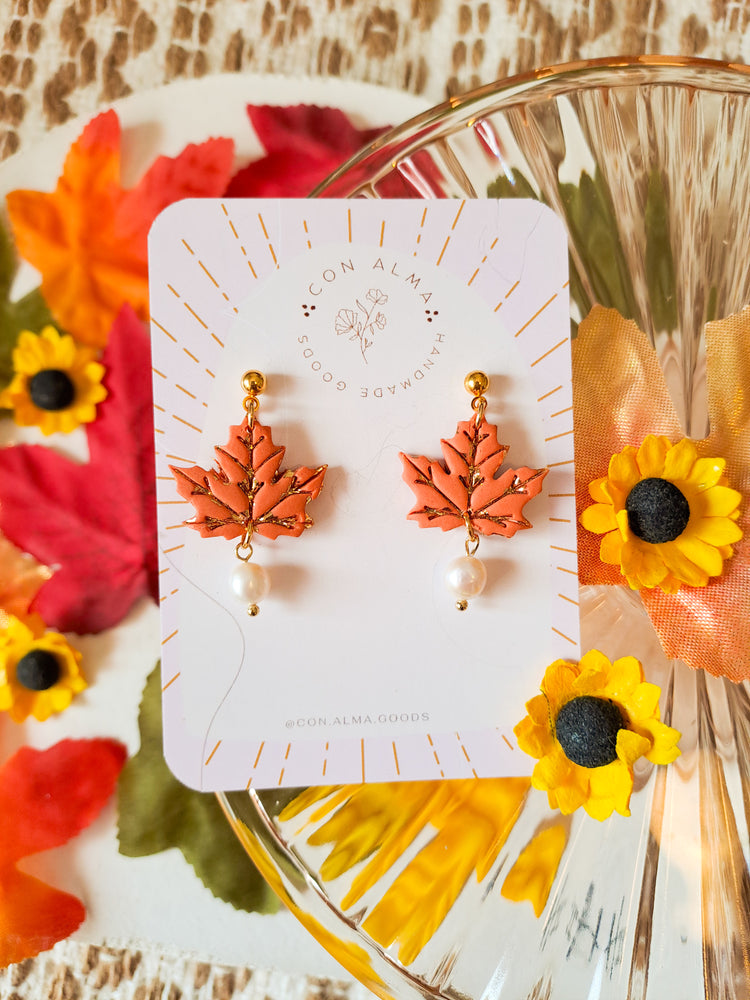 Fall Leaf Pearl Dangle