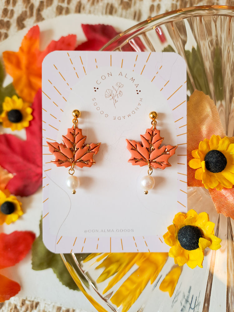 Fall Leaf Pearl Dangle