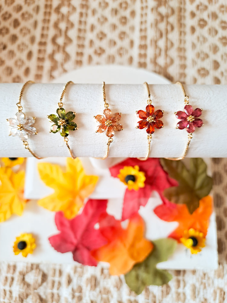 Fall Flower Charm Lasso Bracelet