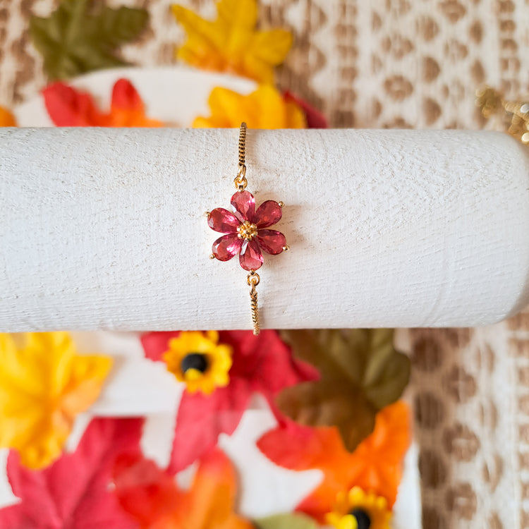 Fall Flower Charm Lasso Bracelet