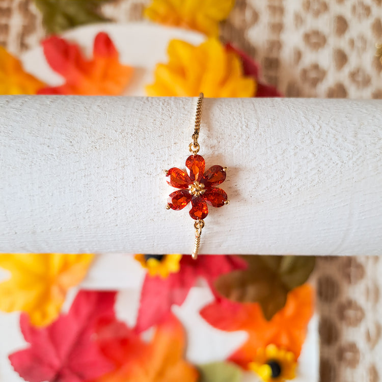 Fall Flower Charm Lasso Bracelet