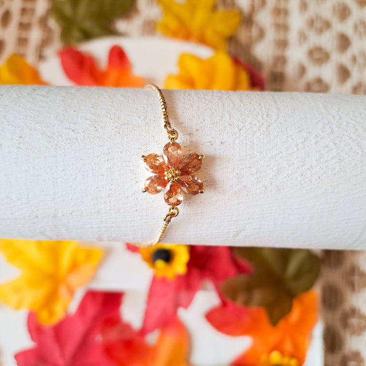 Fall Flower Charm Lasso Bracelet