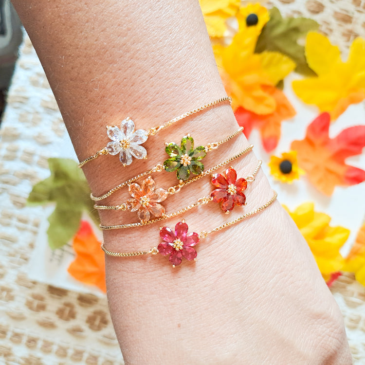 Fall Flower Charm Lasso Bracelet