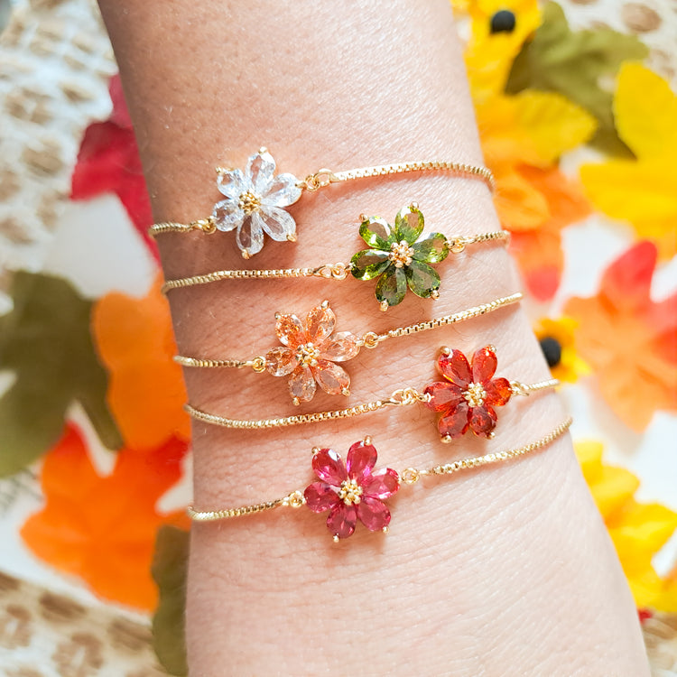 Fall Flower Charm Lasso Bracelet