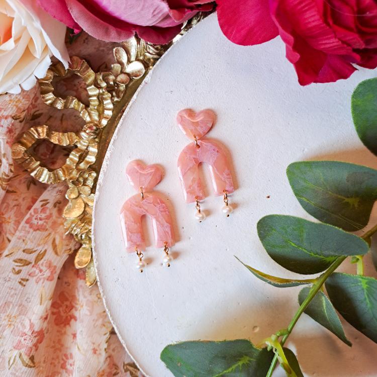 Rosy Stone Love Arch Dangles
