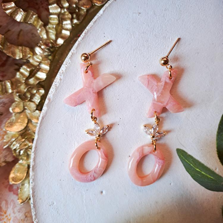 Rosy Stone XO Earrings