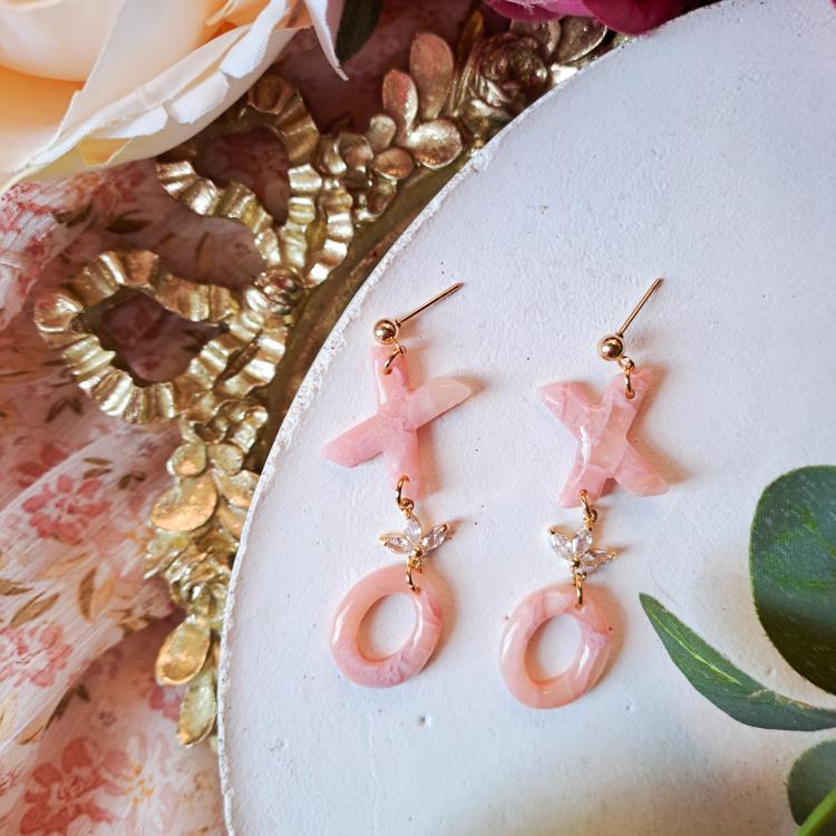 Rosy Stone XO Earrings