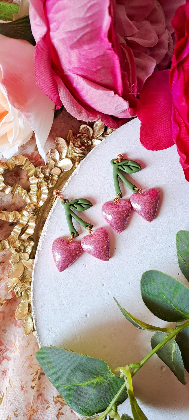 Cherry Heart Dangles