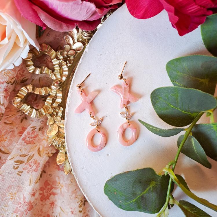 Rosy Stone XO Earrings
