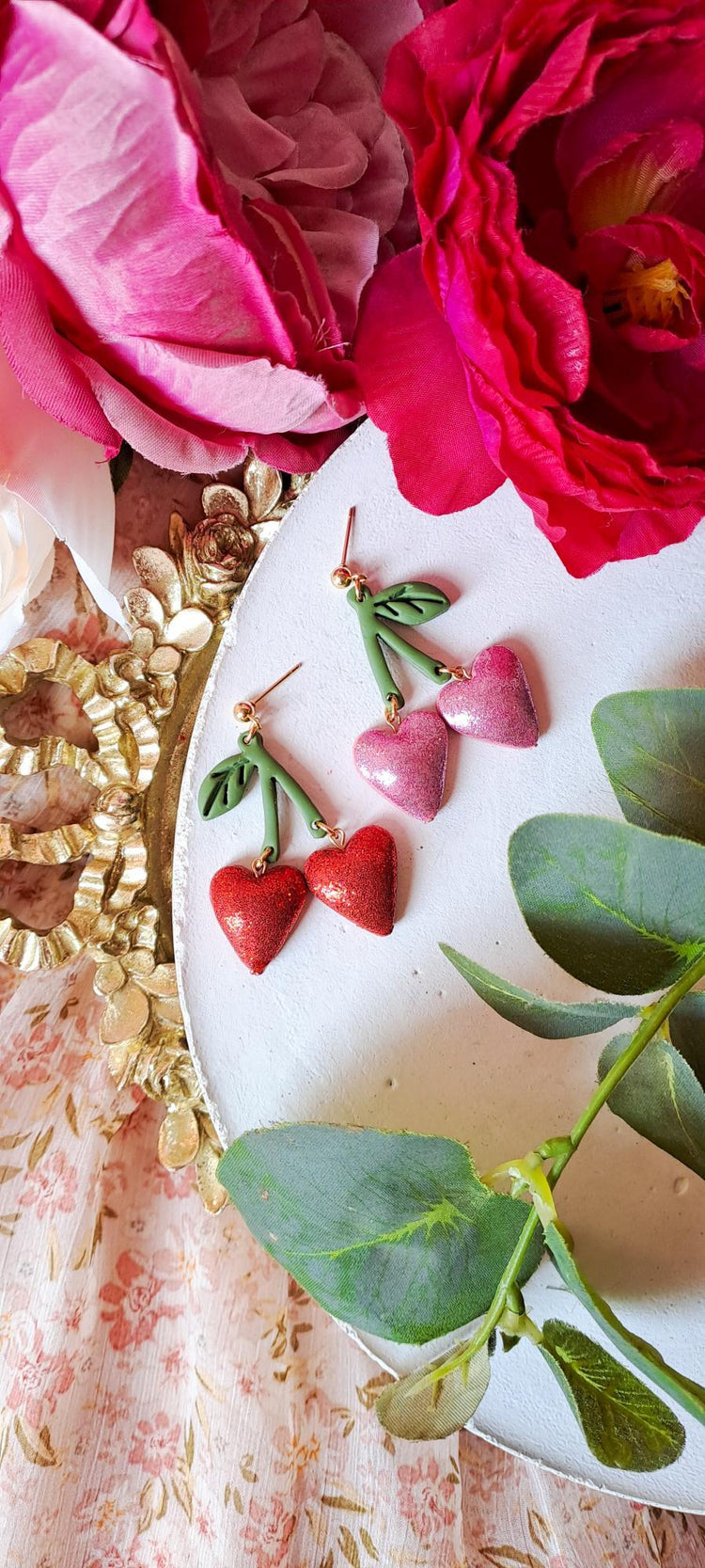 Cherry Heart Dangles