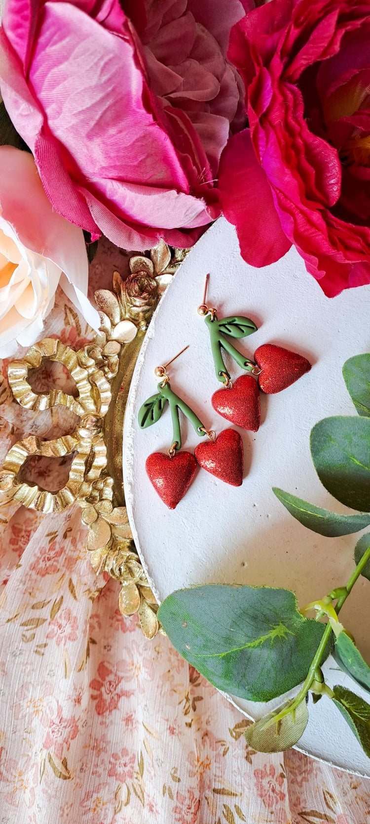Cherry Heart Dangles