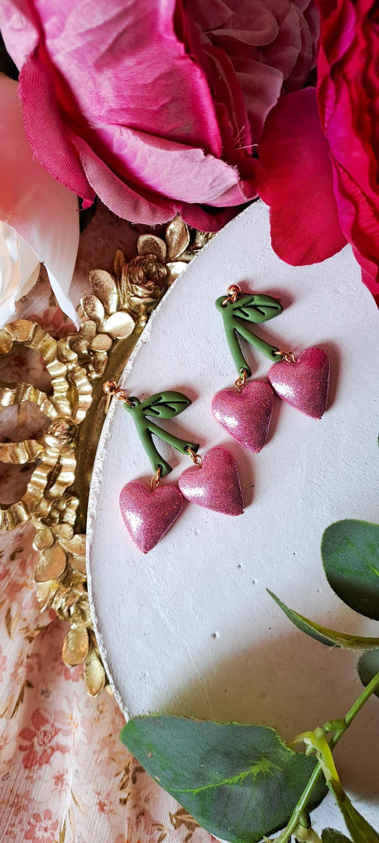 Cherry Heart Dangles