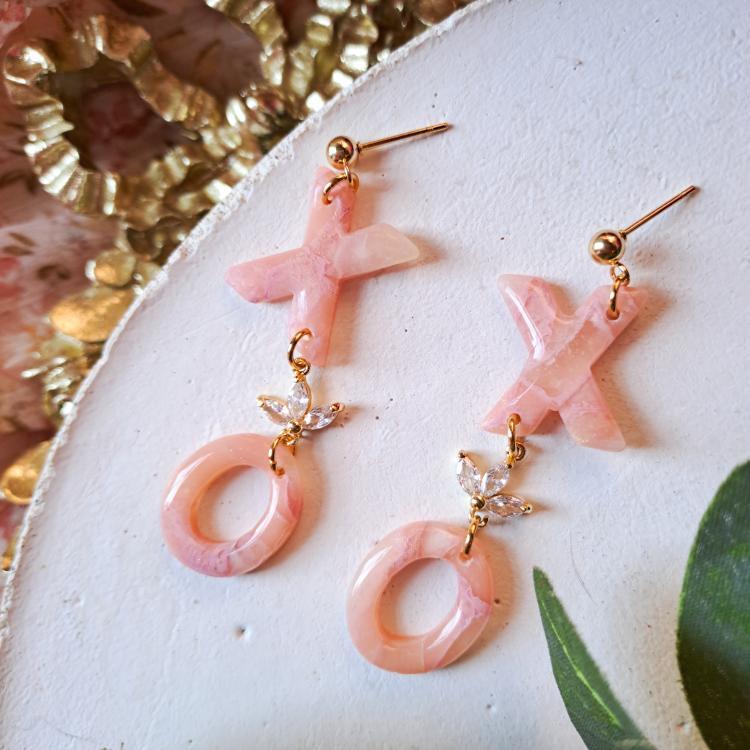 Rosy Stone XO Earrings