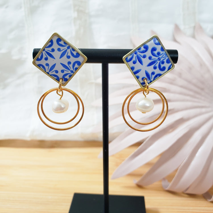 Spanish Tile Pearl Dangles