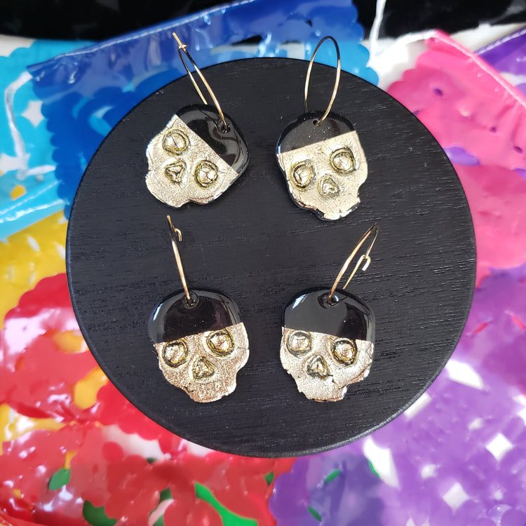 Golden Skull Hoops