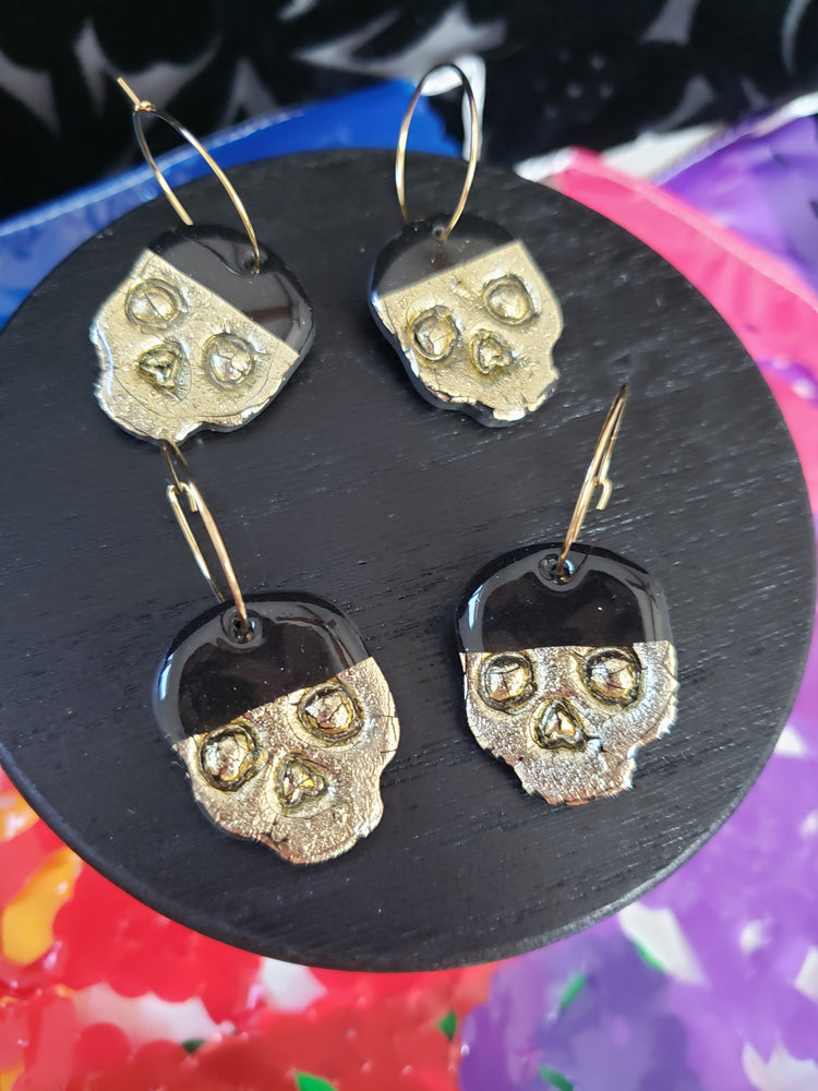 Golden Skull Hoops