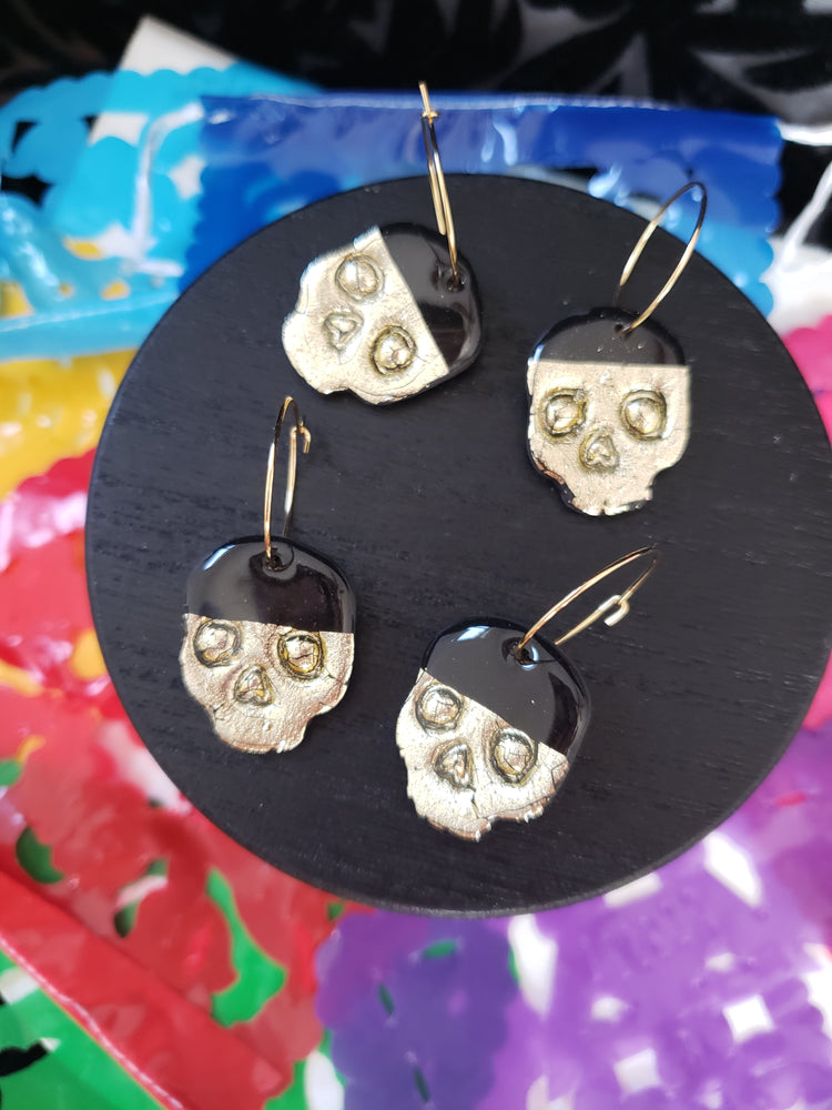 Golden Skull Hoops