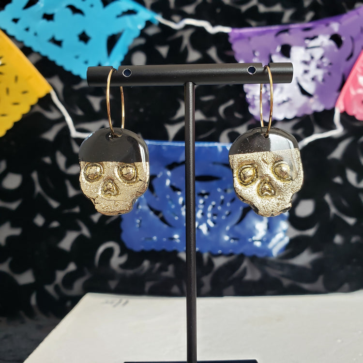 Golden Skull Hoops