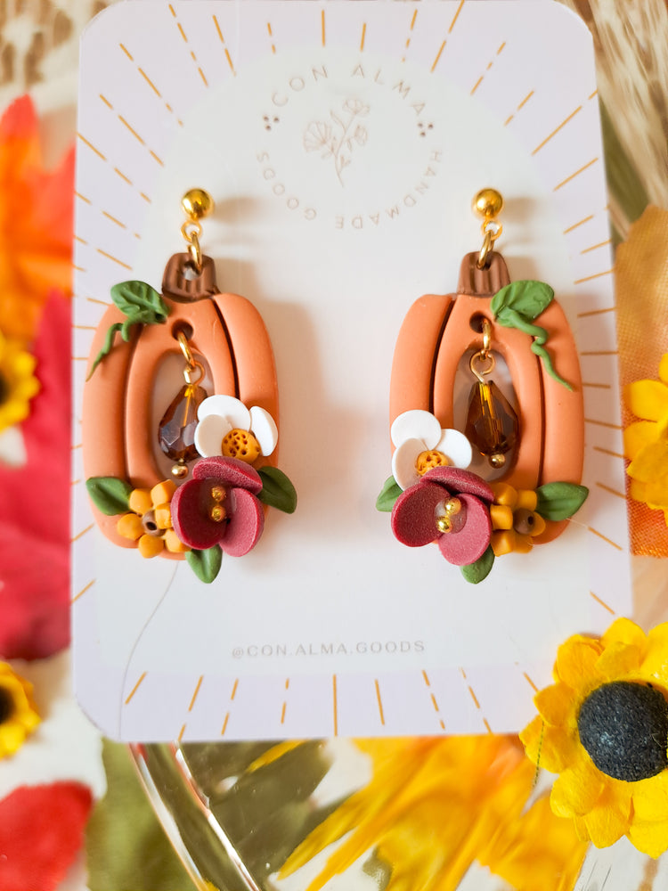 Floral Pumpkin Dangles