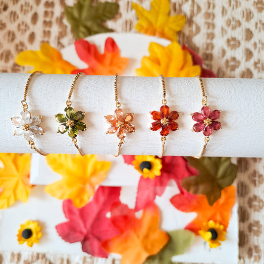 Fall Flower Charm Lasso Bracelet