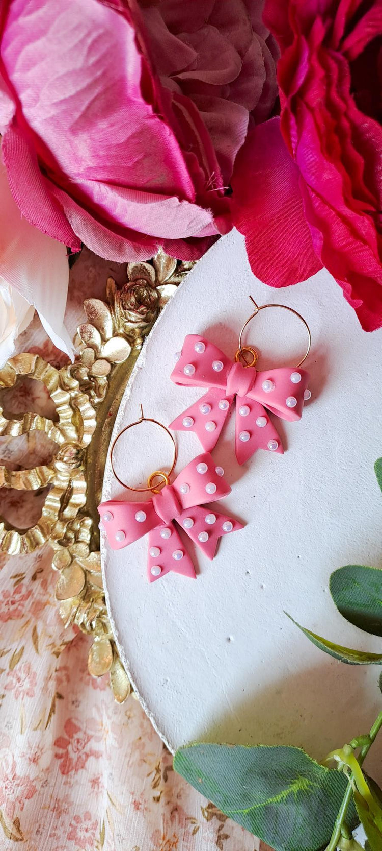 Pearl Bow Statement Hoops