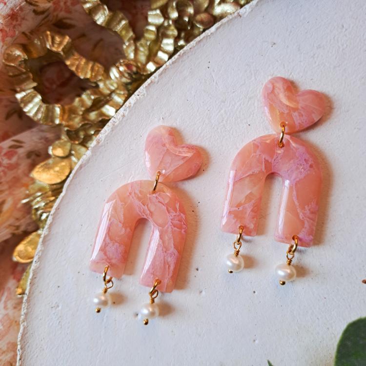 Rosy Stone Love Arch Dangles