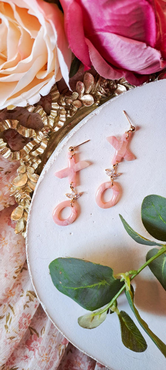 Rosy Stone XO Earrings